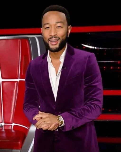 The Voice S24 John Legend Purple Velvet Suit