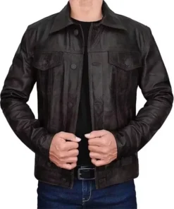 Mens Trucker Leather Jacket