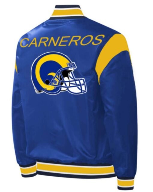 NFL La Rams Carneros Blue And Yellow Satin Jacket