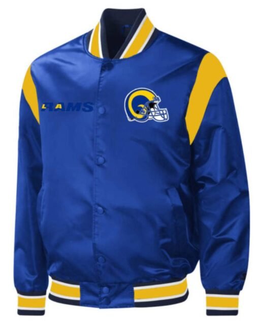 NFL La Rams Carneros Blue And Yellow Satin Jacket