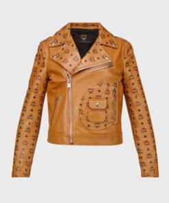 Women’s Biker Brown And Black Leather Jacket