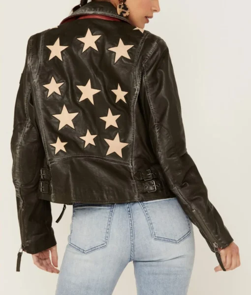 Women’s Christy Scatter Star Leather Jacket