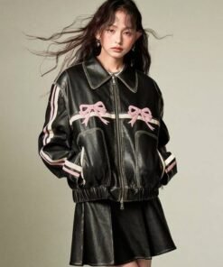 Diddi Moda Bow Leather Jacket