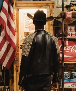 Lil Nas X Hypebeast Cowboy Studded Black Leather Jacket