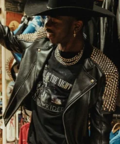 Lil Nas X Hypebeast Cowboy Studded Black Leather Jacket