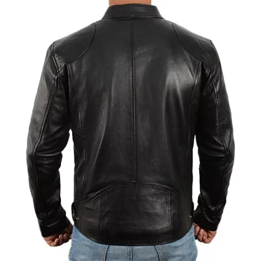 Mens Slim Fit Racer Leather Jacket