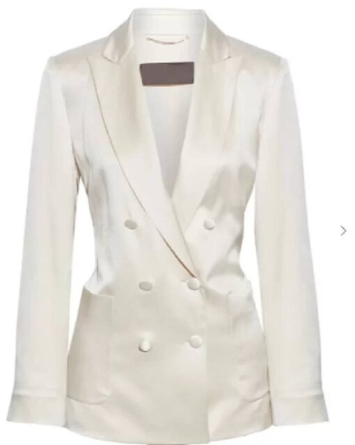 And Just Like Carrie Bradshaw Satin Crepe White Blazer