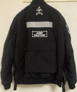 Avirex Ma-1 Jump Caution Black Cotton Flight Jacket