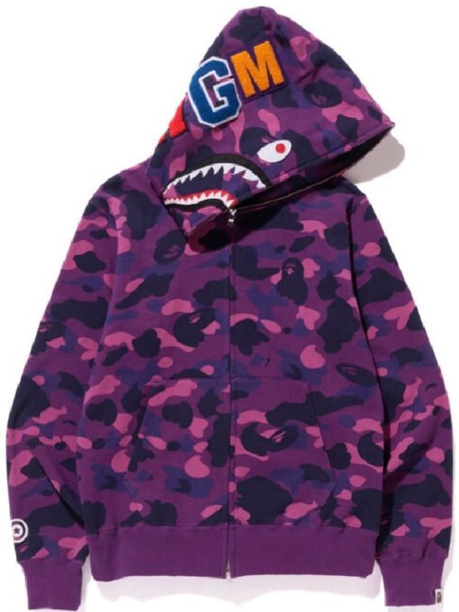 Bape Shark Hoodie Purple Camo