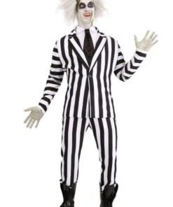 Beetlejuice Black And White Zebra Stripes Costume Suit