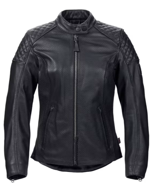 Braddan Women’s Air Race Black Leather Motorcycle Jacket