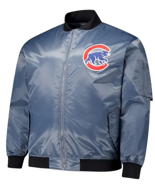 Chicago Cubs Charcoal Satin Full-zip Jacket