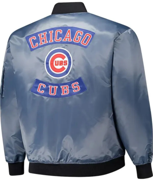 Chicago Cubs Charcoal Satin Full-zip Jacket