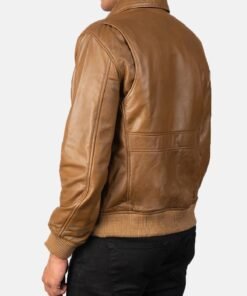 Coffmen Olive Brown A2 Leather Bomber Jacket