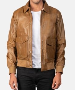 Coffmen Olive Brown A2 Leather Bomber Jacket