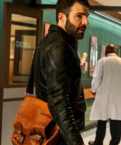 Dr Oliver Wolf Brilliant Minds S01 Black Leather Jacket