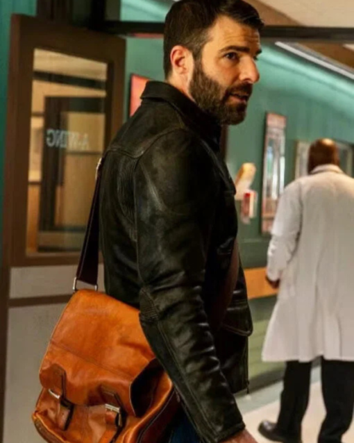 Dr Oliver Wolf Brilliant Minds S01 Black Leather Jacket