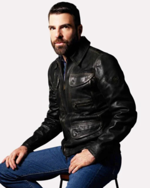 Dr Oliver Wolf Brilliant Minds S01 Black Leather Jacket