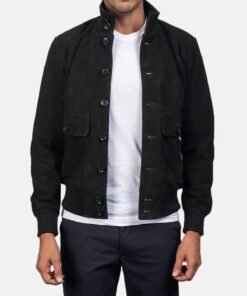 Eaton Black Suede Bomber Jacket
