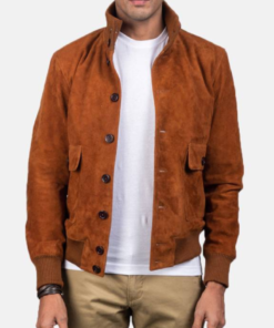 Eaton Brown Suede Bomber Jacket