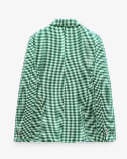 Emily in Paris S02 Emily Cooper Green Houndstooth Blazer