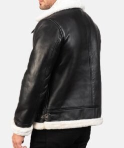 Francis B-3 Black & White Leather Bomber Jacket