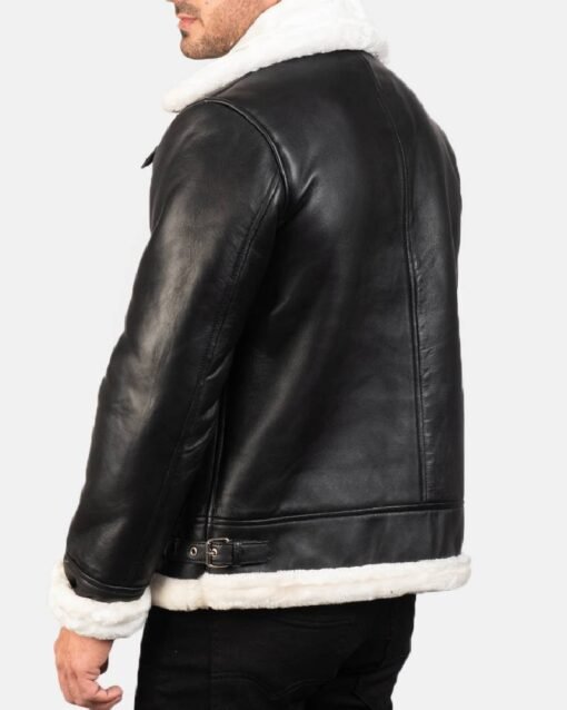 Francis B-3 Black & White Leather Bomber Jacket