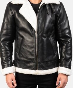 Francis B-3 Black & White Leather Bomber Jacket