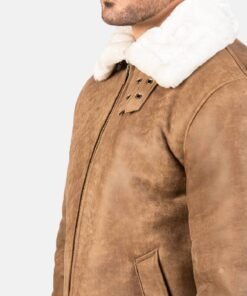 Francis B-3 Distressed Brown Leather Bomber Jacket