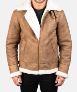 Francis B-3 Distressed Brown Leather Bomber Jacket