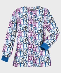 Halloween Happy Ghost Printed Scrub Jacket
