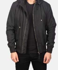 Hanklin Ma-1 Black Hooded Bomber Jacket
