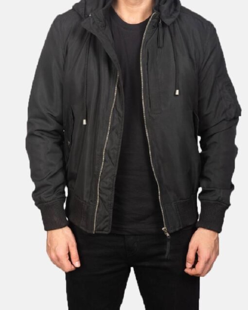 Hanklin Ma-1 Black Hooded Bomber Jacket