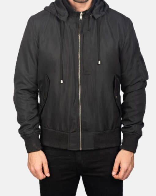 Hanklin Ma-1 Black Hooded Bomber Jacket