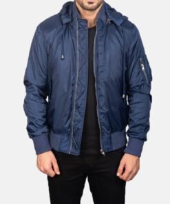 Hanklin Ma-1 Blue Hooded Bomber Jacket