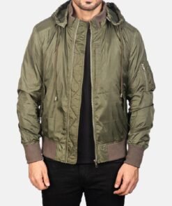 Hanklin Ma-1 Green Hooded Bomber Jacket