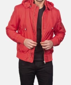 Hanklin Ma-1 Red Hooded Bomber Jacket