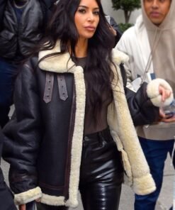 Kim Kardashian Shearling Leather Jacket