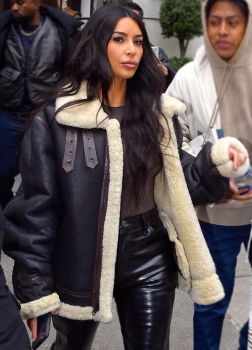 Kim Kardashian Shearling Leather Jacket