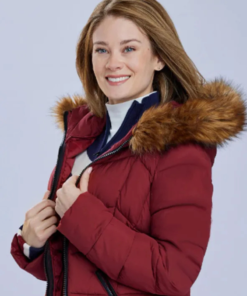 Anya The Finnish Line Maroon Shearling Hooded Jacket
