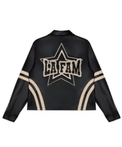La Fam Retro Varsity Black Leather Jacket