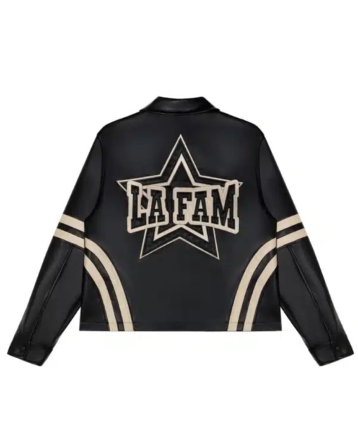 La Fam Retro Varsity Black Leather Jacket