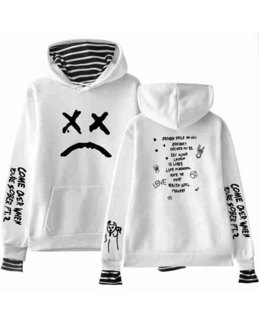 Lil Peep Sad Face White Hoodie