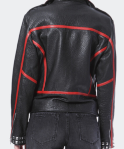 Madonna & Co Stud & Embroidered Black Leather Moto Jacket