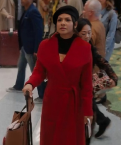 Meet Me Next Christmas Christina Milian Red Wool Coat