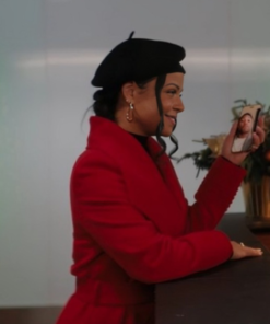 Meet Me Next Christmas Christina Milian Red Wool Coat