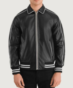 Men’s Cooper Black Leather Varsity Jacket