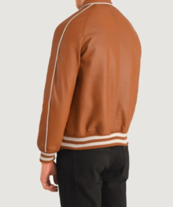 Men’s Cooper Tan Brown Leather Varsity Jacket
