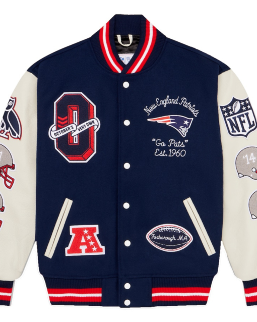 Men’s Ovo X Nfl Navy New England Patriots Varsity Jacket