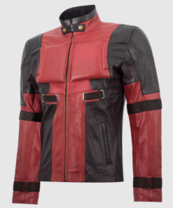 Men’s Red And Black Leather Biker Jacket